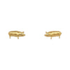 18k gold baby pig stud earrings with white diamond .01cts eyes  #em51-1