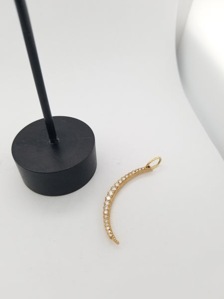 small slim double sided white diamond .44cts moon charm reads "sweet life" shown 18k gold #c392-3