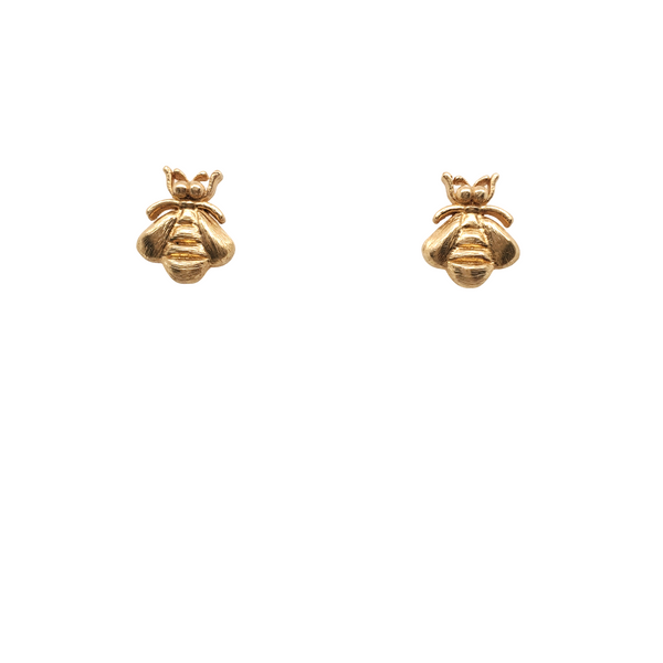 18k bumble bee stud earrings with diamond eyes .01cts item #em44