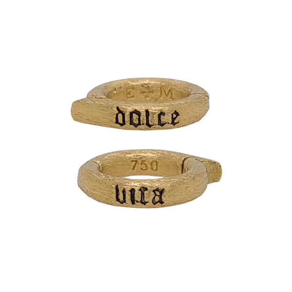 18k gold small round charm holder reads "sweet life" #ac12