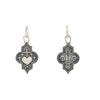 crossed heart + flowers double sided charm with white diamonds .091cts on heart  read s "truth" shown in oxidized sterling silver #c167x-2