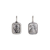 baby rectangle beehive + bee double sided charm in oxidized sterling silver  #c180x-0