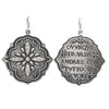 large multi clover double sided charm with white diamonds .025cts on clover side reads "Where ever you go, go with all your heart" Confucius in oxidized sterling silver #c237-2
