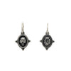 baby skull + flowers double sided charm with white diamond .026cts eyes shown in oxidized sterling silver #c266-2