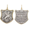 griffin double sided charm reads "Whatever limits us we call fate" by Ralph Waldo Emmerson in oxidized sterling silver with 18k gold rim & bail  #c270c