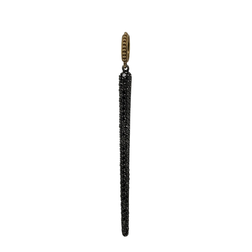long shimmer stick shown with black diamonds 2.05cts & 18k gold granule bail #c308a