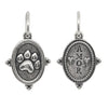 kitty paw double sided charm reads "love" shown in oxidized sterling silver #c339-0