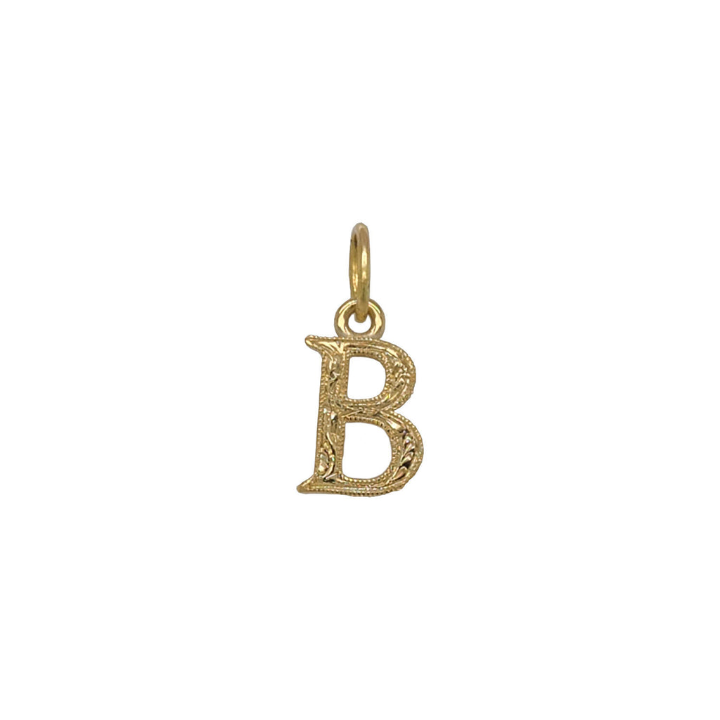 18k gold hand engraved BOLD initial charm #c401-1/b