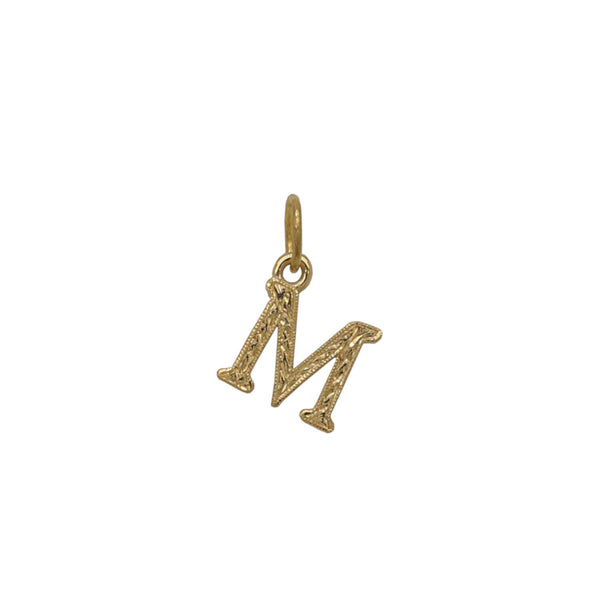 18k gold hand engraved BOLD initial charm #c401-1/m