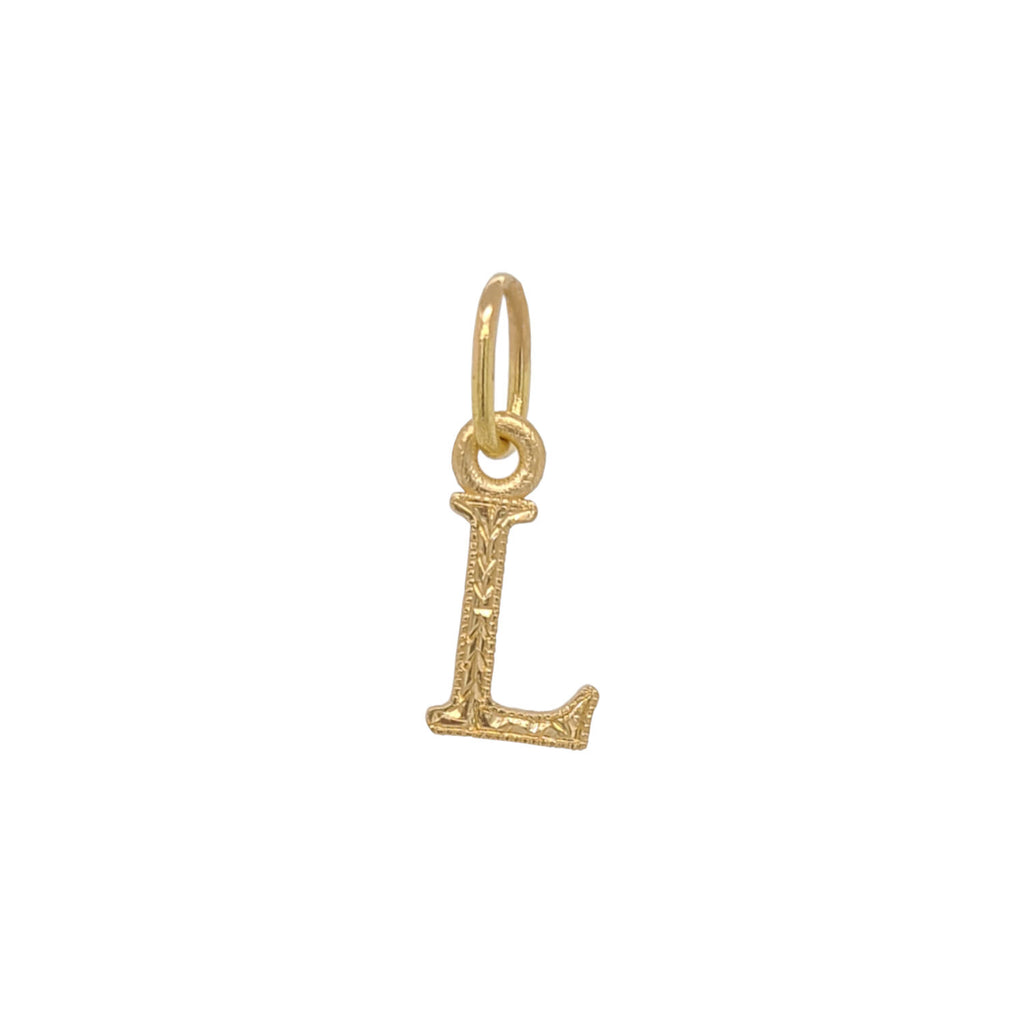18k gold hand engraved BOLD initial charm #c401-1 x large /L