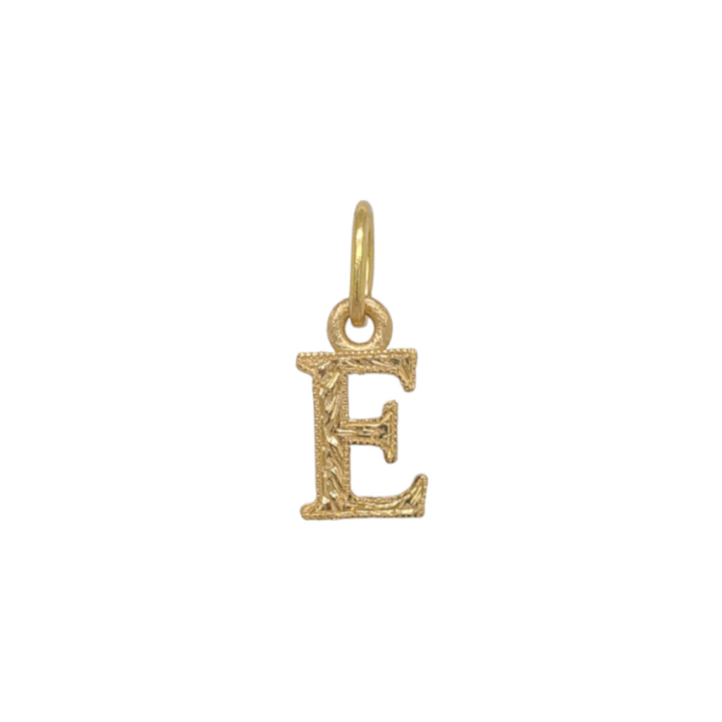 18k gold hand engraved BOLD initial charm #c401-1 x large /E