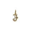 18k gold hand engraved GOTHIC initial charm #c402-1/J