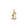18k gold hand engraved GOTHIC initial charm #c402-1/L