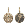 FDL + key double sided charm with white diamond dots (1) each side shown in 14k gold reads "I came, I saw, I conquered" #co13-3