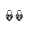 heart lock double sided charm shown in oxidized sterling sliver #co26-0