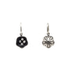 tiny double sided flower charm shown in oxidized sterling  #co30-0