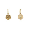 tiny double sided flower charm shown in 14k gold #co30-1