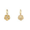 tiny double sided flower charm with white diamonds .032cts in the center shown in 14k gold #co30-3