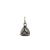lotus + evil eye bell charm with white diamonds .13cts on (2) petals shown in oxidized sterling silver #co31-2