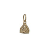 lotus + evil eye bell charm with white diamonds .13cts on (2) petals shown in 14k gold  #co31-3