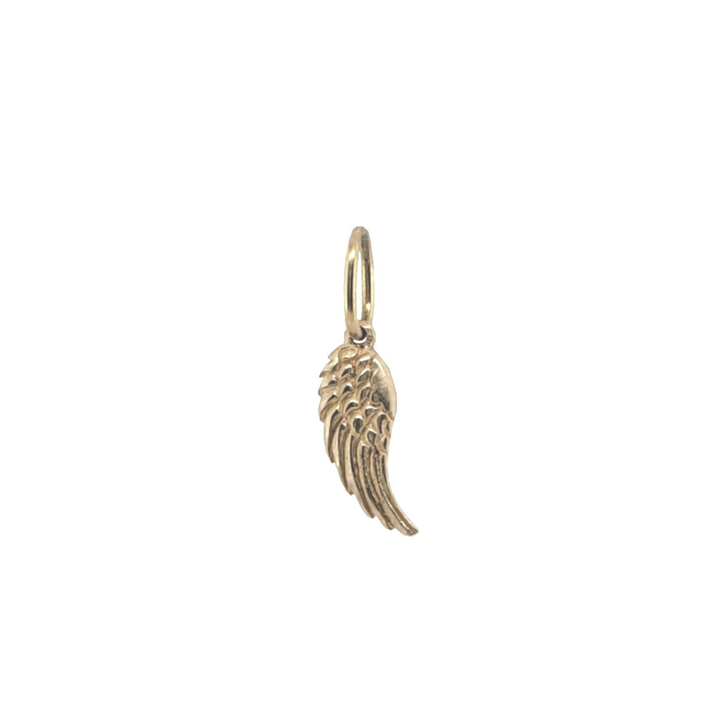 tiny feathered wing shown in 14k gold  #co34-1