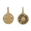 bee + star double sided charm in 14k gold  with white diamond dot on bee side .008cts reads "seize the day" #co5-3