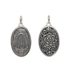 beehive + rose double sided oxidized sterling sliver charm with white diamond in door .02cts #co50-2
