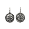 skull + cross bones double sided charm shown in oxidized sterling silver #co7-0