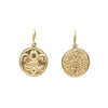 FDL + key NO LATIN double sided charm with diamond dots (1) .016cts one on each side  shown in 14k gold #co81-3