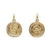 owl + flower double sided charm with pave rim .374cts shown in 14k gold #co95-7