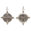 Maltese Latin double sided charm reads "strength through loyalty" & "he conquers who conquers himself". Shown in oxidized sterling silver #co98-0