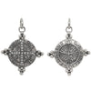 Maltese Latin double sided charm with white diamonds .48cts on cross reads "strength through loyalty" & "he conquers who conquers himself". Shown in oxidized sterling silver #co98-2