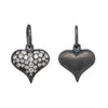 fat large heart double sided charm with pave white diamonds .55cts on one side shown in oxidized sterling silver #ht4-2