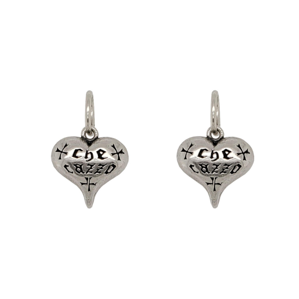 baby fat WTF carved heart double sided charm shown in oxidized sterling silver #ht5B-0