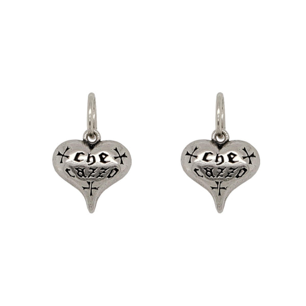 baby fat WTF carved heart double sided charm shown in oxidized sterling silver #ht5B-0