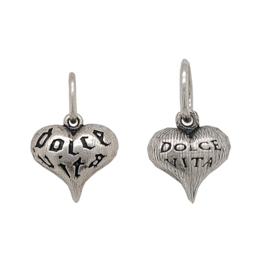 large fat carved heart reads "sweet life" in oxidized sterling silver #ht8L-0
