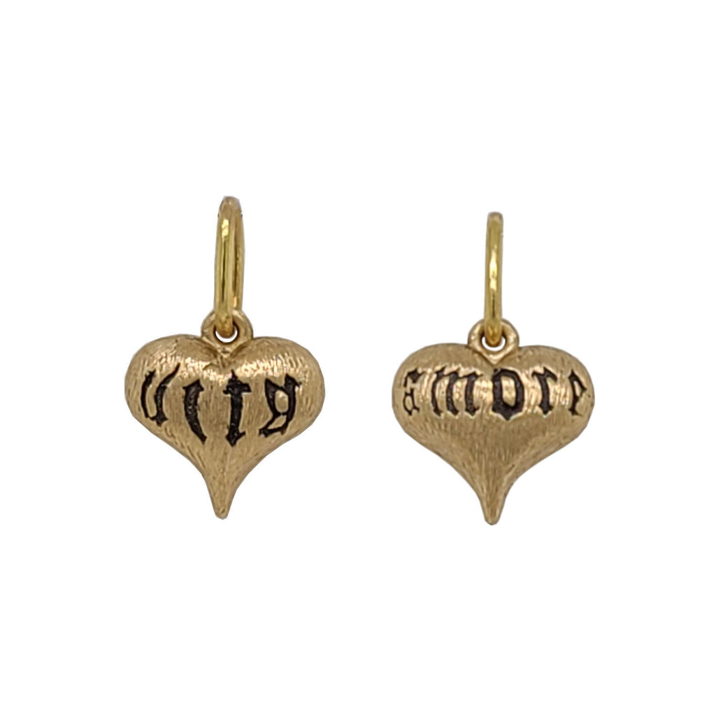 baby fat carved heart reads "love life" shown in 14k gold  #ht9B-1