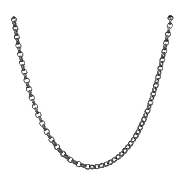 heavy round link cable chain in oxidized sterling sliver  #heavyroundcable