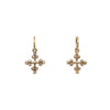 tiny balled double sided cross charm with white diamonds .06cts on tips one side shown in 14k gold  #s2-3
